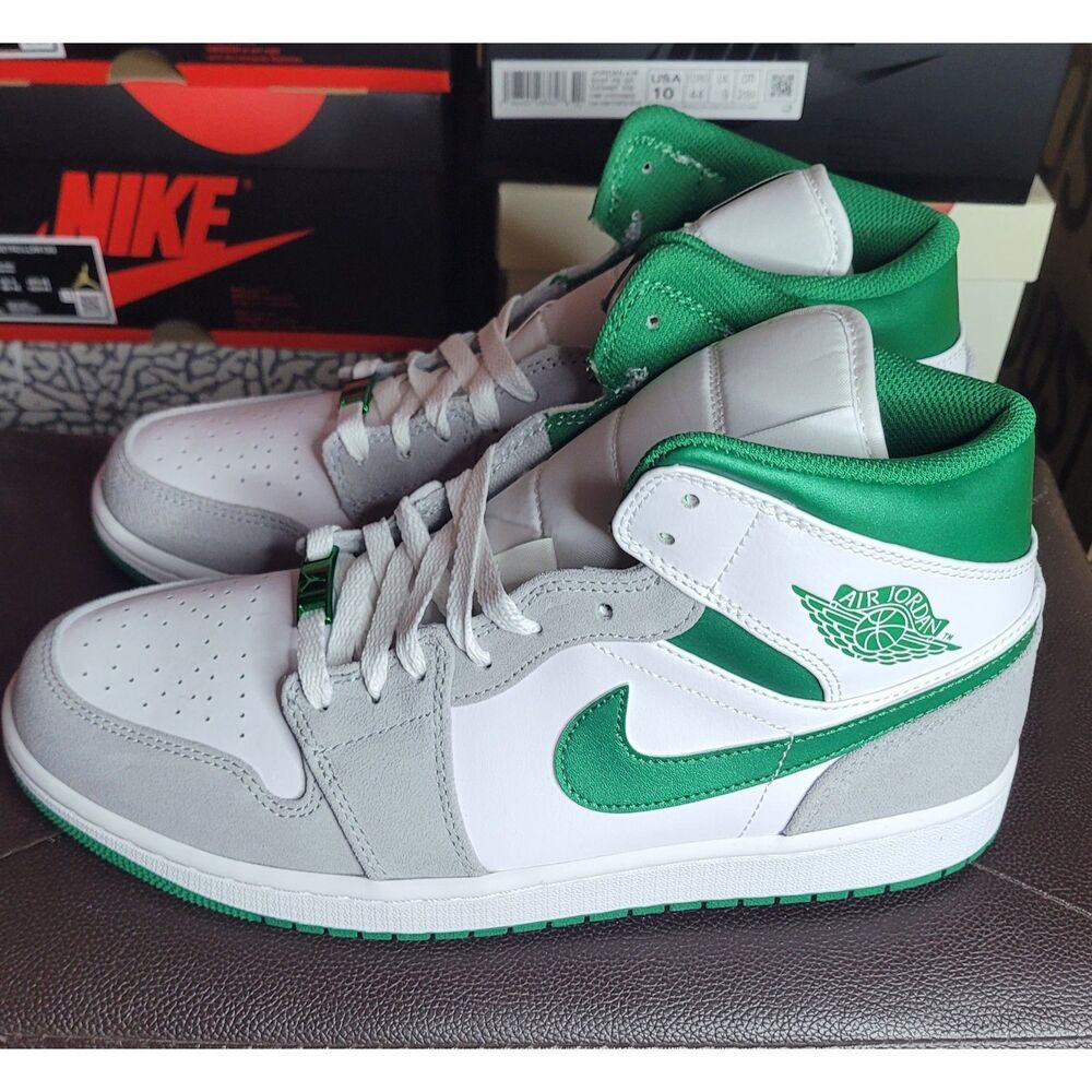 Air Jordan 1 Mid SE Grey Pine Green DC7294-103 Men's Size 10 New w/ Box